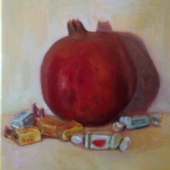 Pittura intitolato "Pomegranate and car…" da M Inglezakis, Opera d'arte originale, Olio