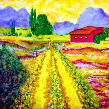 Malerei mit dem Titel "Toscane colorée" von Miglena Kostova, Original-Kunstwerk, Acryl