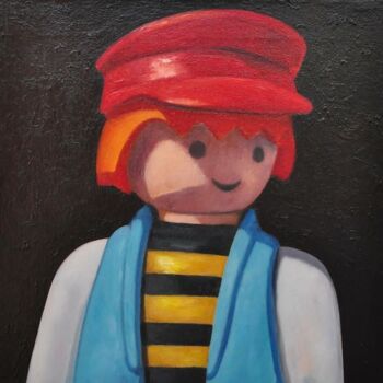 Pintura intitulada "Playmobil marinero" por Miguel Angel García López, Obras de arte originais, Óleo Montado em Armação em m…