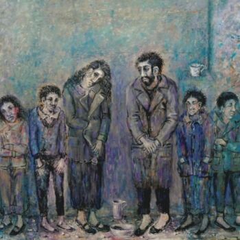 Painting titled "Familia" by Miguel Ángel Sáez, Original Artwork, Oil