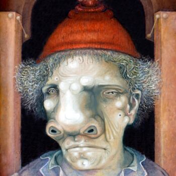 Pintura titulada "Personaje con gorro" por Miguel Ángel Sáez, Obra de arte original, Oleo