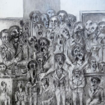 Malarstwo zatytułowany „La Protesta” autorstwa Miguel Ángel Sáez, Oryginalna praca, Grafit