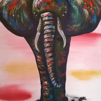「Elephant」というタイトルの絵画 Miguel Ángel Varón Recajによって, オリジナルのアートワーク, アクリル