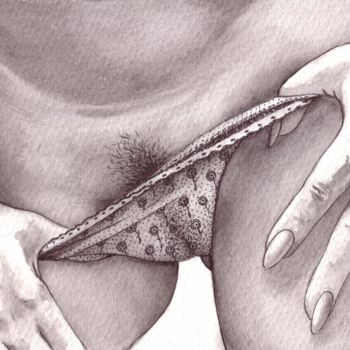 Drawing titled "EROTIC INK CLOSE UP" by Miguel Esquivel Kuello, Original Artwork, Ink