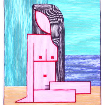 Картина под названием "TECHNICOLOR GIRL" - Miguel Esquivel Kuello, Подлинное произведение искусства, Маркер