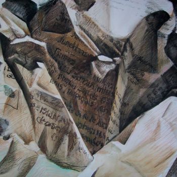 Painting titled "NEWSPAPER MEDIA MIX…" by Miguel Esquivel Kuello, Original Artwork, Oil