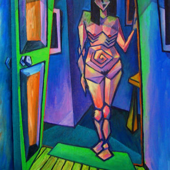 Painting titled "CUBIST WOMAN" by Miguel Esquivel Kuello, Original Artwork, Oil