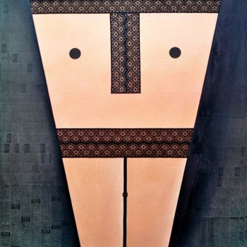 Collages intitulée "The Mask" par Miguel Esquivel Kuello, Œuvre d'art originale, Huile