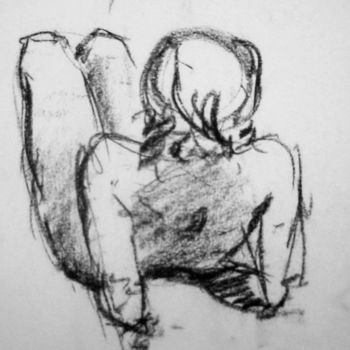 Drawing titled "LYING GIRL BACK" by Miguel Esquivel Kuello, Original Artwork, Charcoal