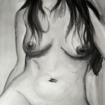 Drawing titled "INK FEMALE TORSO" by Miguel Esquivel Kuello, Original Artwork, Ink