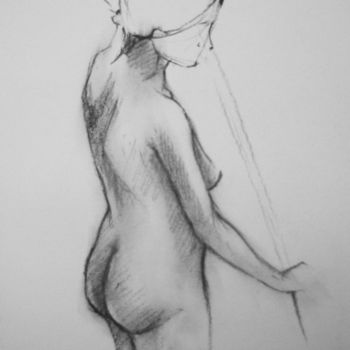 Desenho intitulada "STICK GIRL DRAWING" por Miguel Esquivel Kuello, Obras de arte originais, Carvão