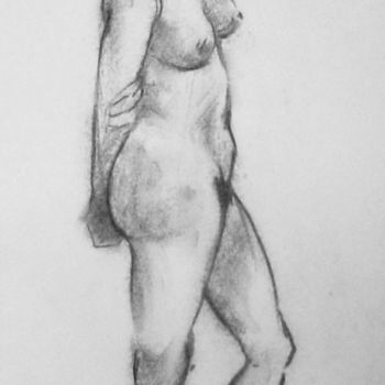 Desenho intitulada "PROFILE GIRL DRAWING" por Miguel Esquivel Kuello, Obras de arte originais, Carvão