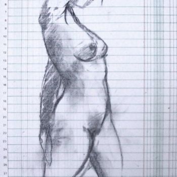 Drawing titled "ACCOUNTANT GIRL 3" by Miguel Esquivel Kuello, Original Artwork, Charcoal