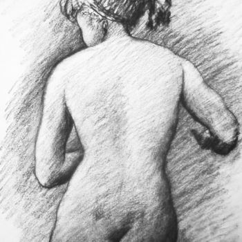 Drawing titled "STUDY SITTING WOMAN…" by Miguel Esquivel Kuello, Original Artwork, Charcoal