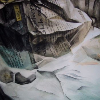 Schilderij getiteld "NEWSPAPER WATERCOLOR" door Miguel Esquivel Kuello, Origineel Kunstwerk, Aquarel