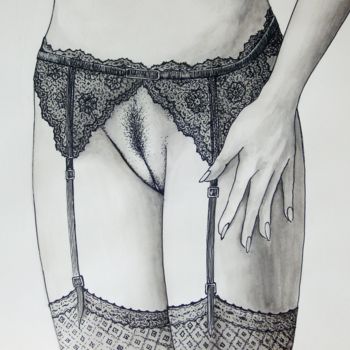 Drawing titled "DRAWING LACE 4" by Miguel Esquivel Kuello, Original Artwork, Ballpoint pen