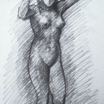 Drawing titled "CHARCOAL GIRL" by Miguel Esquivel Kuello, Original Artwork, Charcoal