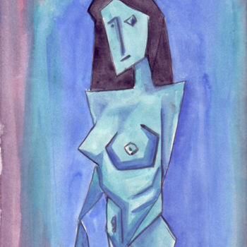 Painting titled "PICASSIANA" by Miguel Esquivel Kuello, Original Artwork, Watercolor