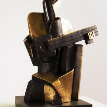 Скульптура под названием "Big Guitarist Arleq…" - Miguel Guía, Подлинное произведение искусства, Бронза