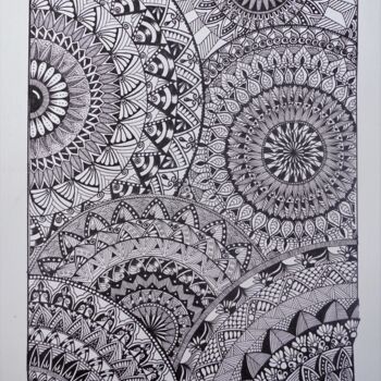 Drawing titled "Full of mandalas1" by Miguel Marques, Original Artwork, Ink