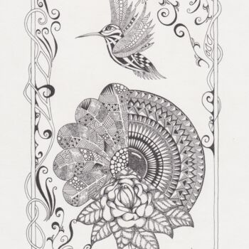 Desenho intitulada "Colibri" por Miguel Marques, Obras de arte originais, Tinta