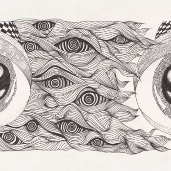 Desenho intitulada "eyes 2" por Miguel Marques, Obras de arte originais, Tinta