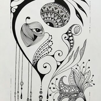 Drawing titled "keeping an eye on y…" by Miguel Marques, Original Artwork, Ink