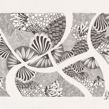 Dessin intitulée "Zentangle pieces" par Miguel Marques, Œuvre d'art originale, Encre