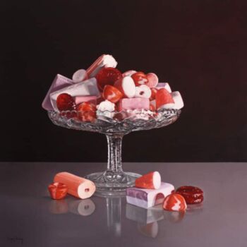 Painting titled "Candy beat" by Miguel Nuñez, Original Artwork, Oil