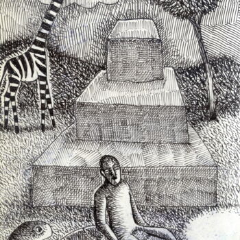 Drawing titled "Dislate" by Miguel Rojas, Original Artwork, Ink