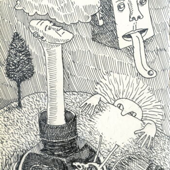 Dibujo titulada "Platinum carbon ink" por Miguel Rojas, Obra de arte original, Tinta
