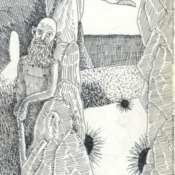 Disegno intitolato "El ermitaño" da Miguel Rojas, Opera d'arte originale, Inchiostro