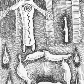 Tekening getiteld "Liturgia" door Miguel Rojas, Origineel Kunstwerk, Inkt