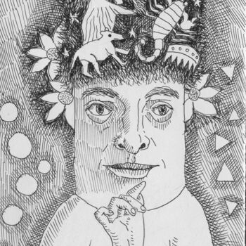 「La astrónoma」というタイトルの描画 Miguel Rojasによって, オリジナルのアートワーク, インク