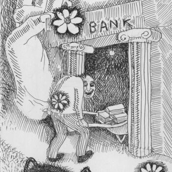 Desenho intitulada "Heavenly Bank Accou…" por Miguel Rojas, Obras de arte originais, Tinta