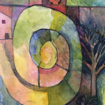 Drawing titled "Espiral de nuevo" by Miguel Rojas, Original Artwork, Watercolor