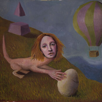 Painting titled "Es un huevo" by Miguel Rojas, Original Artwork, Gouache