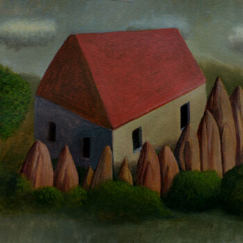 Pintura intitulada "Casa con vistas" por Miguel Rojas, Obras de arte originais, encáustico