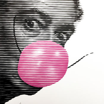 Schilderij getiteld "Bubble gum 03" door Miguel Angel Lozano Bonora, Origineel Kunstwerk, Acryl Gemonteerd op Houten paneel