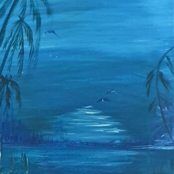 Painting titled "Evening peace" by Miguelle Mahuton, Original Artwork, Acrylic
