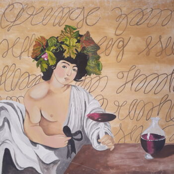 Pintura intitulada "Pintura Deus Baco" por Miguel Matos, Obras de arte originais, Acrílico