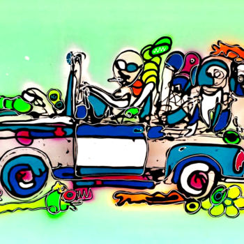 「Familia de viajeros…」というタイトルの絵画 Miguel Muñozによって, オリジナルのアートワーク, アクリル