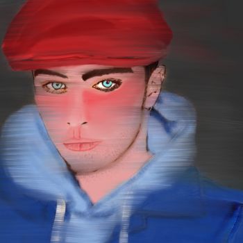 Arte digital titulada "Gorra roja" por Miguel Sanguesa, Obra de arte original, Pintura Digital