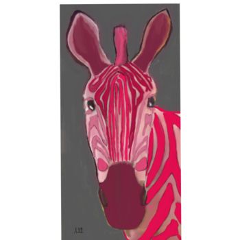Arte digital titulada "Cebra rosa" por Miguel Sanguesa, Obra de arte original, Pintura Digital