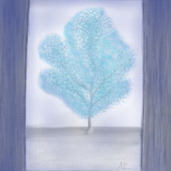 Digitale Kunst getiteld "Árbol azul" door Miguel Sanguesa, Origineel Kunstwerk, Digitaal Schilderwerk