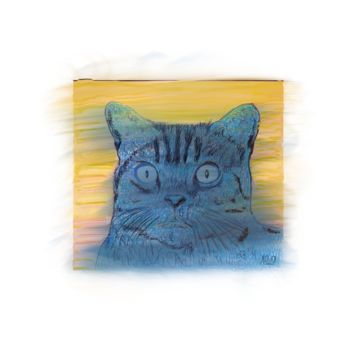 Digital Arts titled "Gato azul" by Miguel Sanguesa, Original Artwork, Digital Painting