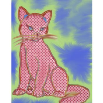 Painting titled "Gato Pop" by Miguel Sanguesa, Original Artwork, Digital Painting