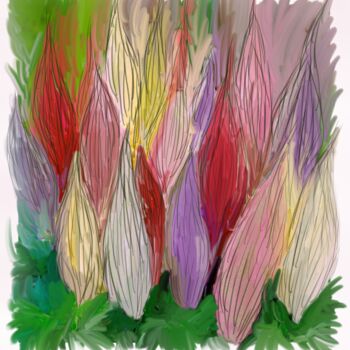 Картина под названием "Brotes de colores" - Miguel Sanguesa, Подлинное произведение искусства, Цифровая живопись