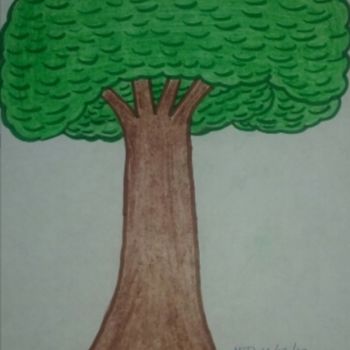 Zeichnungen mit dem Titel "Dessin d'un arbre" von Dave Dawood, Original-Kunstwerk, Bleistift