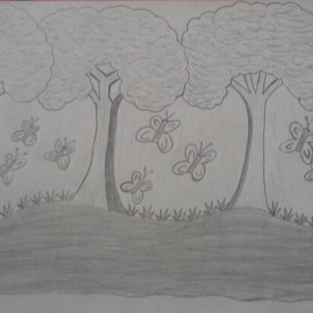 Drawing titled "Dessin d'arbres" by Dave Dawood, Original Artwork, Pencil